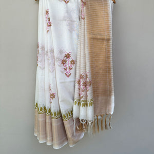 Kairava Handblock Printed Cotton Silk Saree