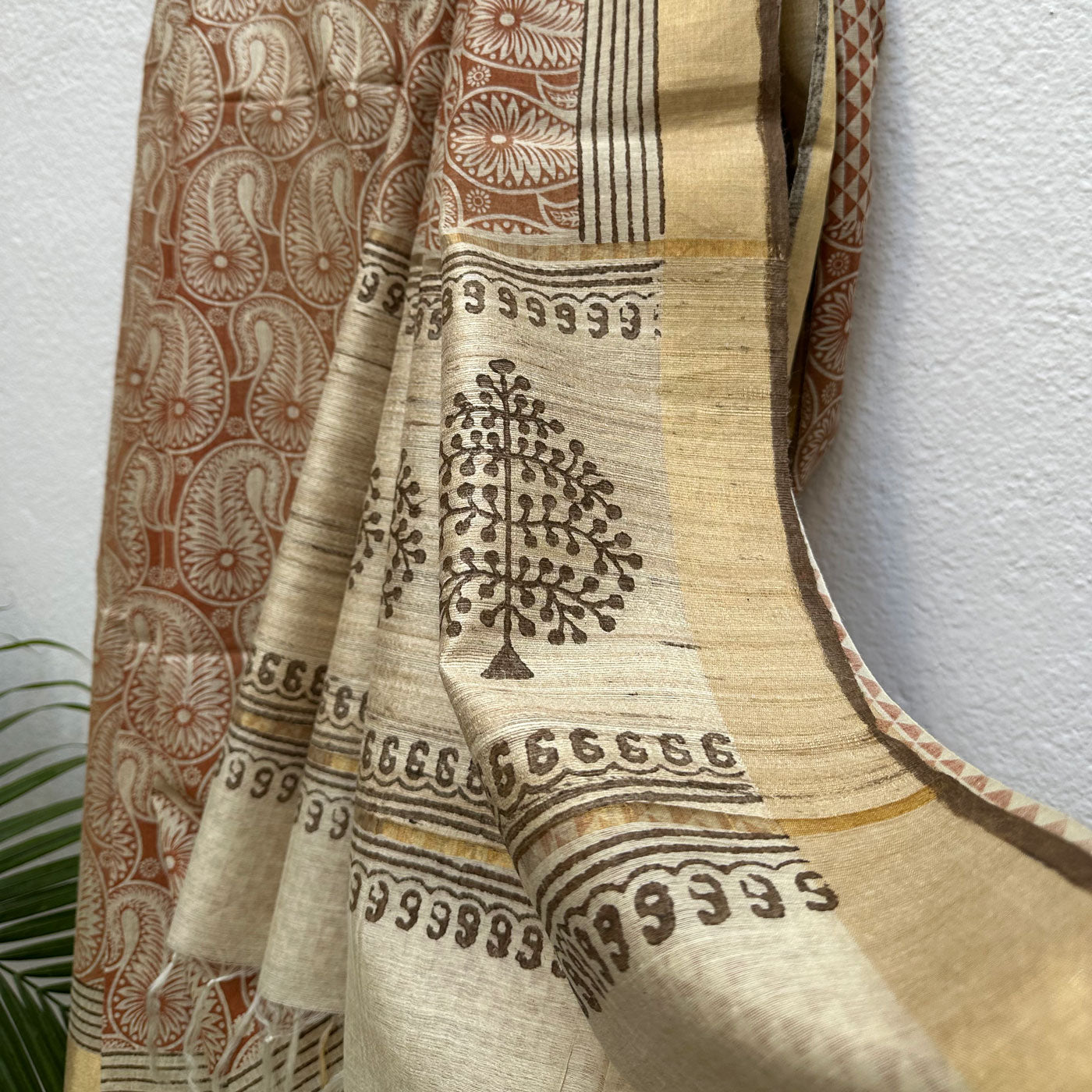 Kairi Bahaar Handblock Printed Moonga Silk Saree