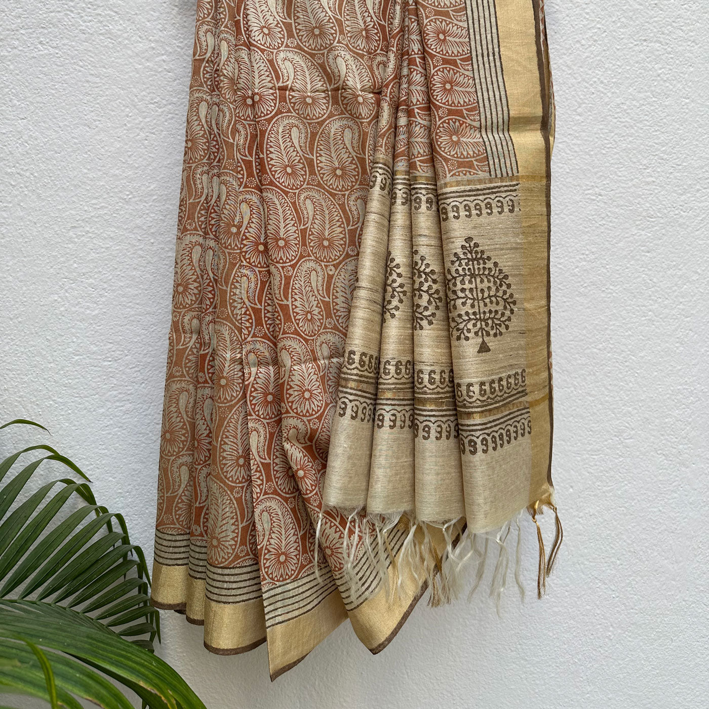 Kairi Bahaar Handblock Printed Moonga Silk Saree