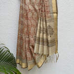 Load image into Gallery viewer, Kairi Bahaar Handblock Printed Moonga Silk Saree
