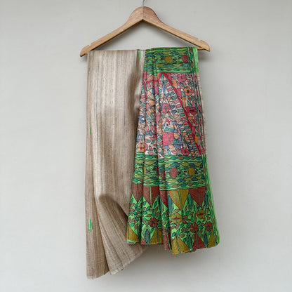 Kalakriti Handpainted Madhubani - Handwoven Tussar Silk Saree