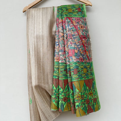 Kalakriti Handpainted Madhubani - Handwoven Tussar Silk Saree
