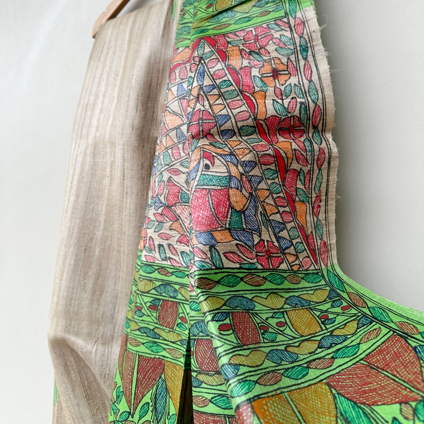 Kalakriti Handpainted Madhubani - Handwoven Tussar Silk Saree