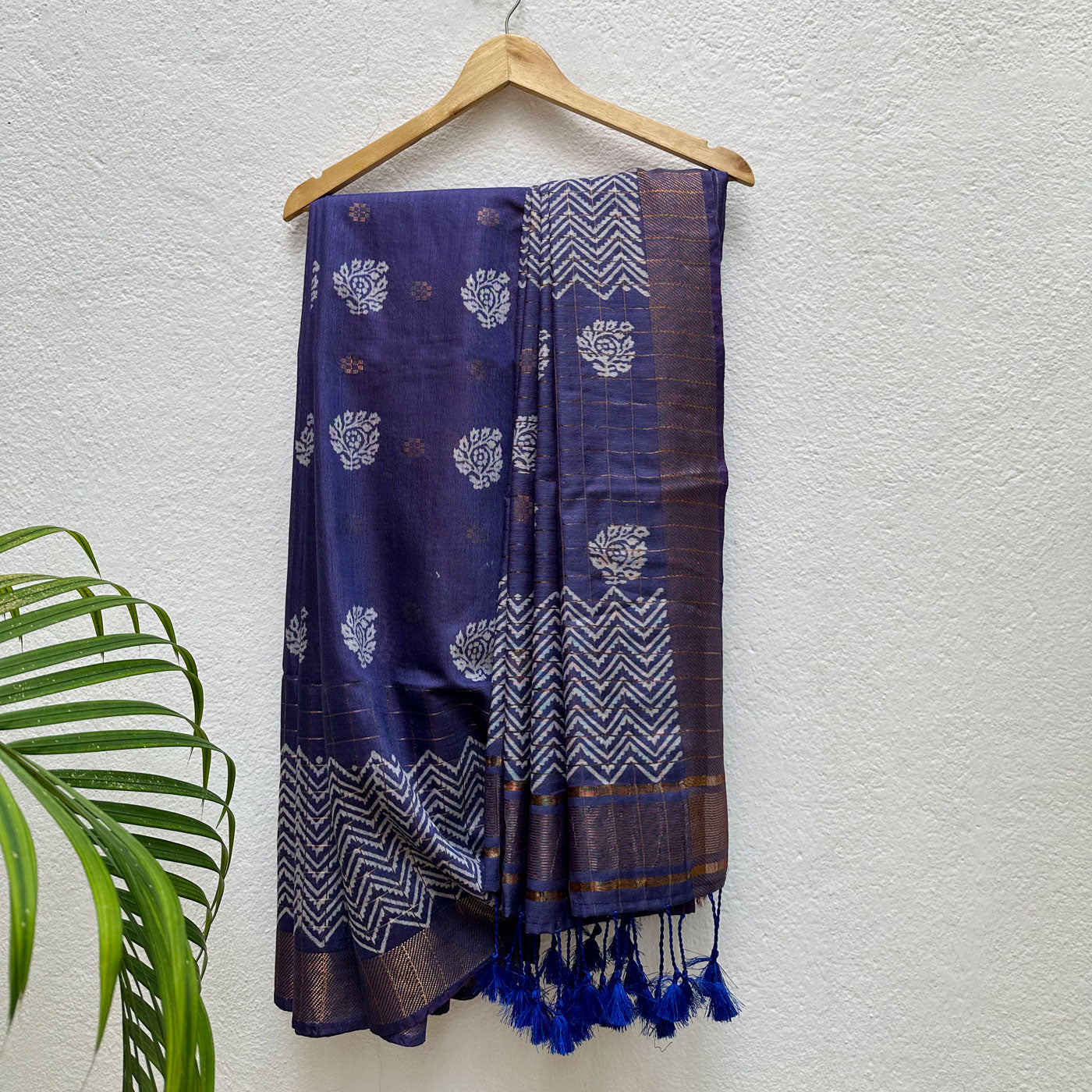 Kamini Handblock Printed Cotton Silk Saree