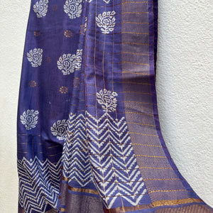 Kamini Handblock Printed Cotton Silk Saree