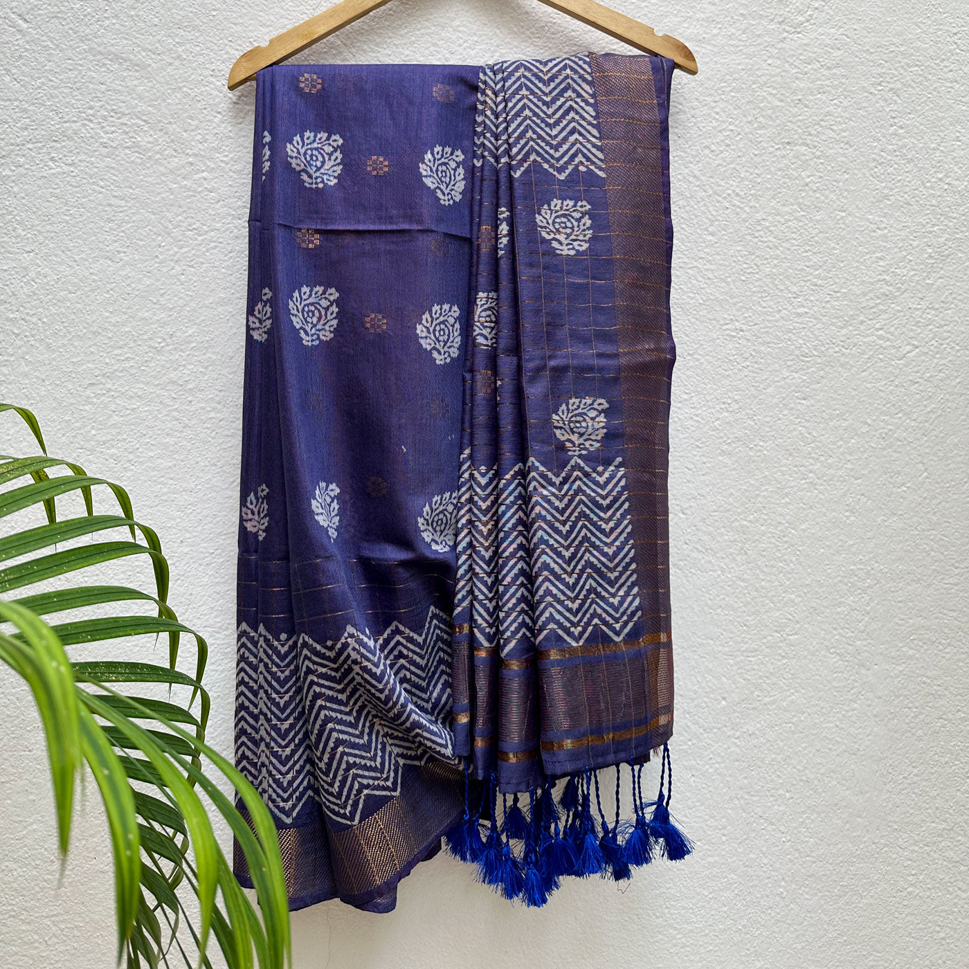 Kamini Handblock Printed Cotton Silk Saree