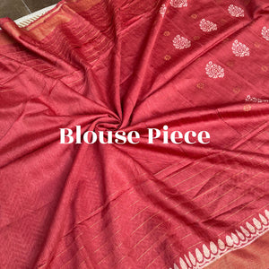 Kand Pushpa Handblock Printed Cotton Silk Saree