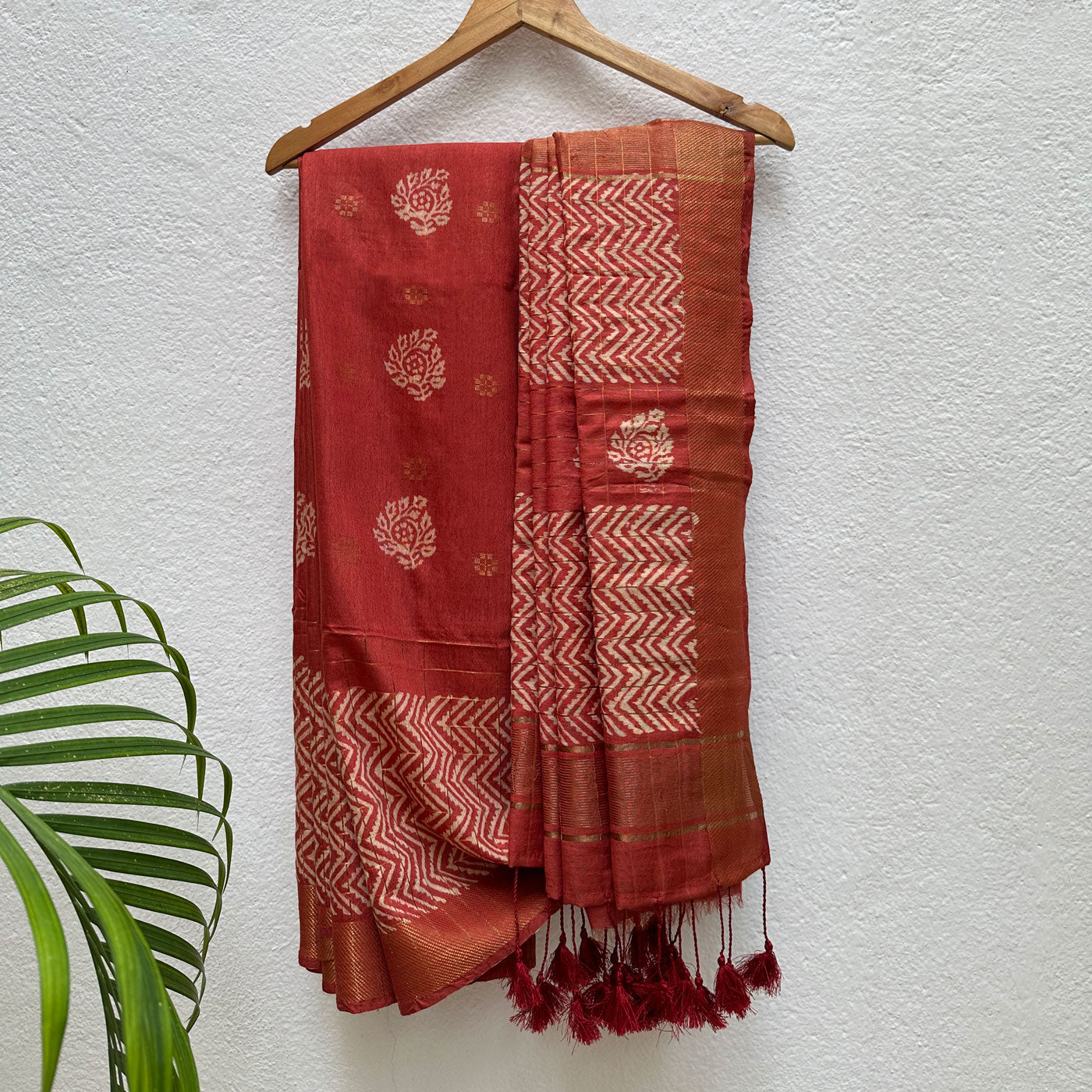 Kand Pushpa Handblock Printed Cotton Silk Saree