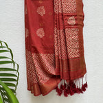 Load image into Gallery viewer, Kand Pushpa Handblock Printed Cotton Silk Saree
