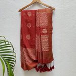 Load image into Gallery viewer, Kand Pushpa Handblock Printed Cotton Silk Saree
