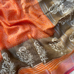 Load image into Gallery viewer, Kaasa Pathar Handblock Printed Pure Linen Saree
