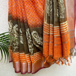 Load image into Gallery viewer, Kaasa Pathar Handblock Printed Pure Linen Saree
