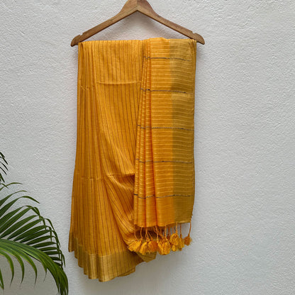 Kesariya Cotton Viscose Silk Saree with Printed Blouse
