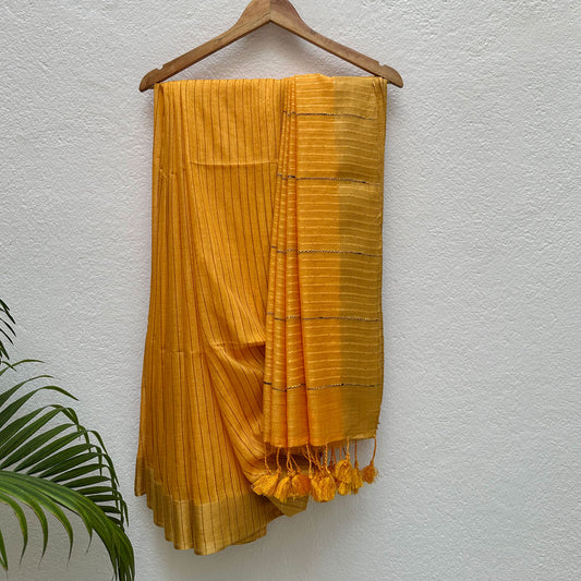 Kesariya Cotton Viscose Silk Saree with Printed Blouse
