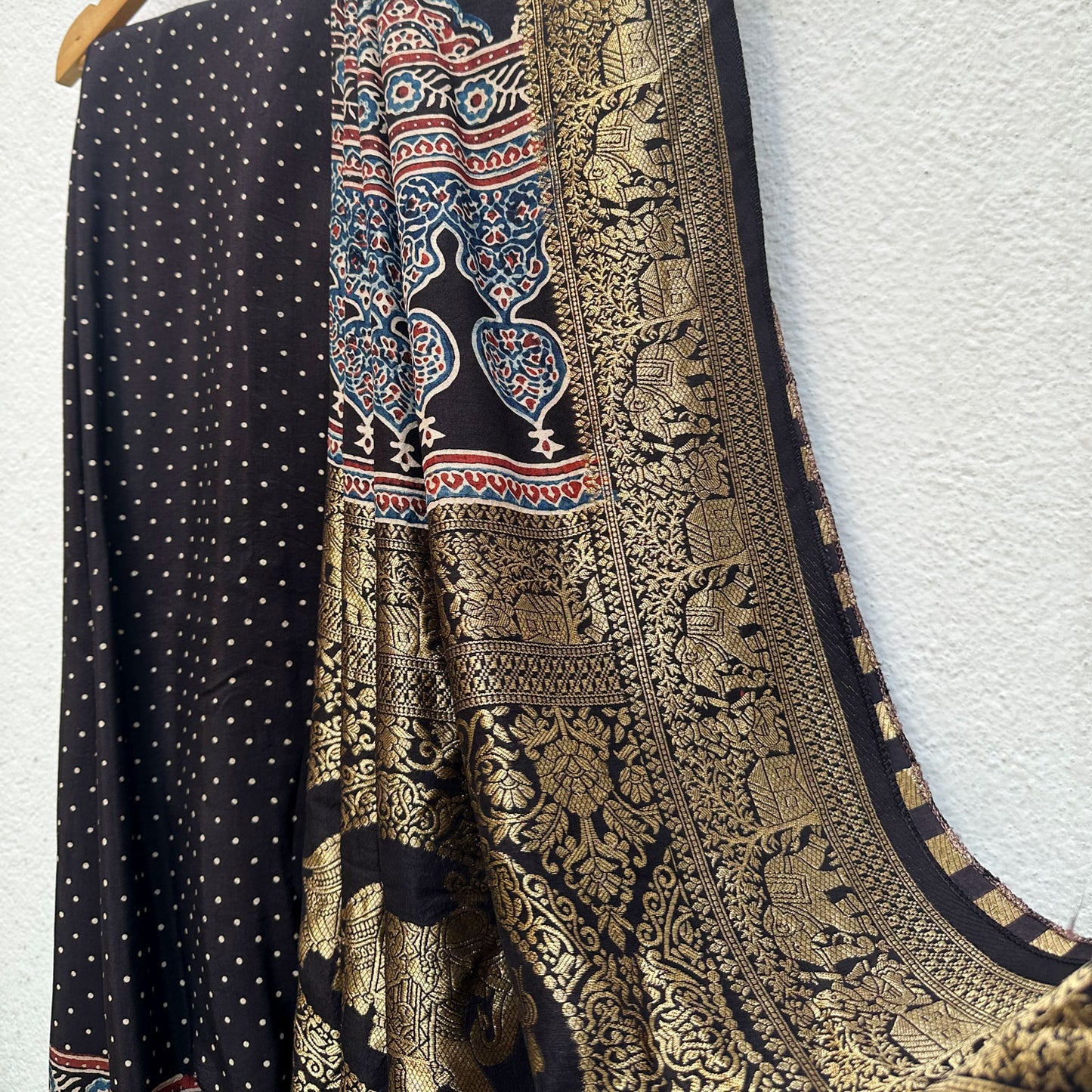 Keshav Handblock Printed Ajrakh Modal Silk Saree