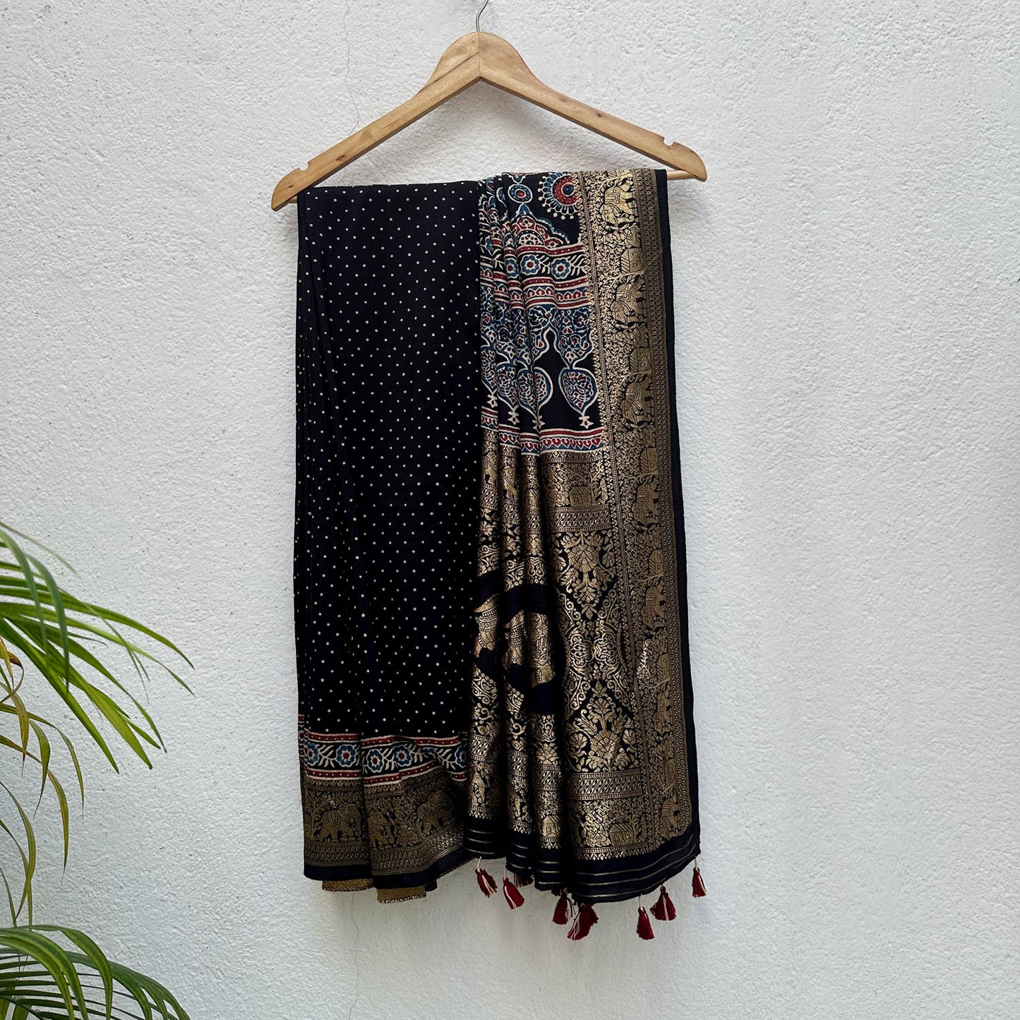 Keshav Handblock Printed Ajrakh Modal Silk Saree
