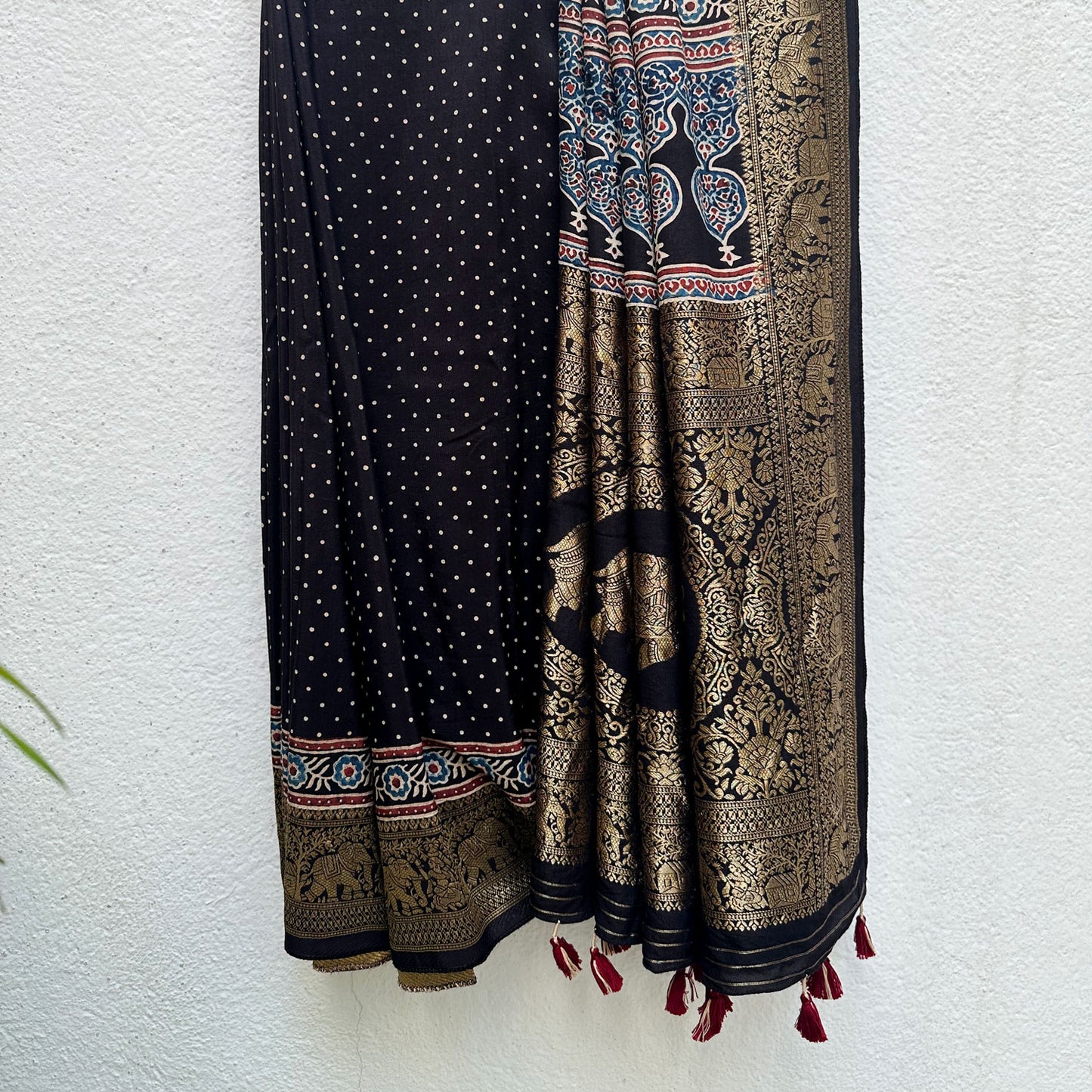 Keshav Handblock Printed Ajrakh Modal Silk Saree