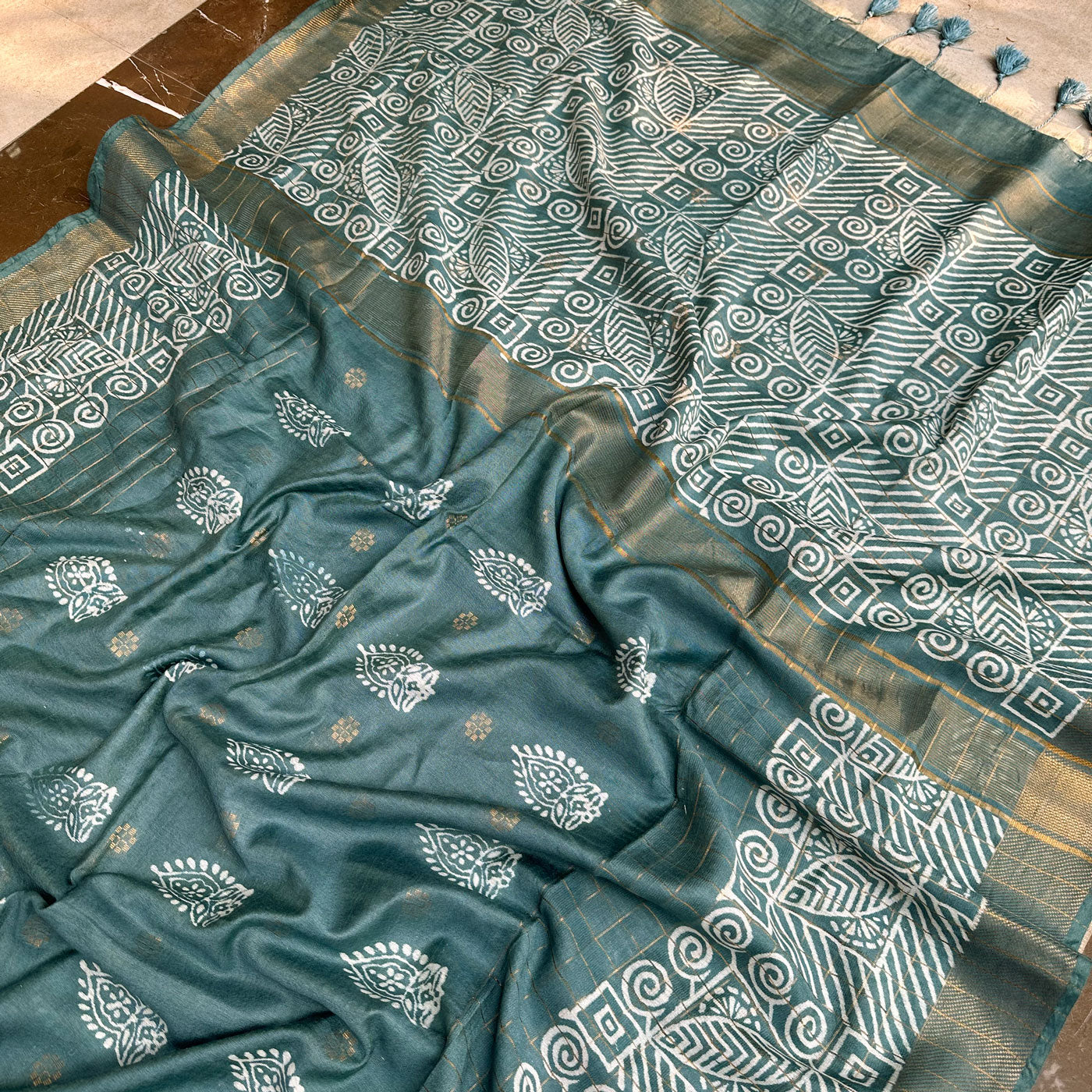 Ketaki Handblock Printed Cotton Silk Saree
