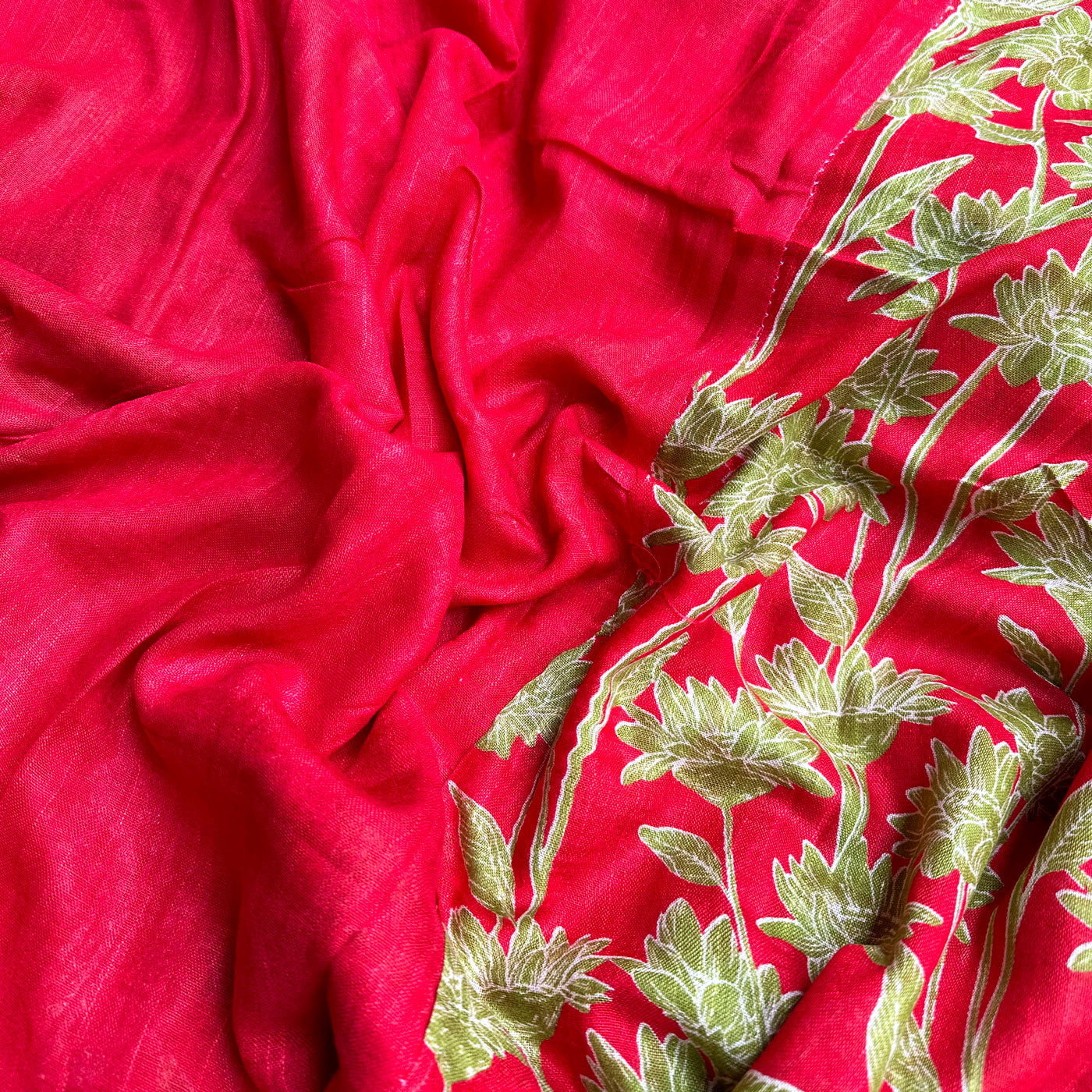 Kilburn Rose Dahlia Printed Organic Linen Saree