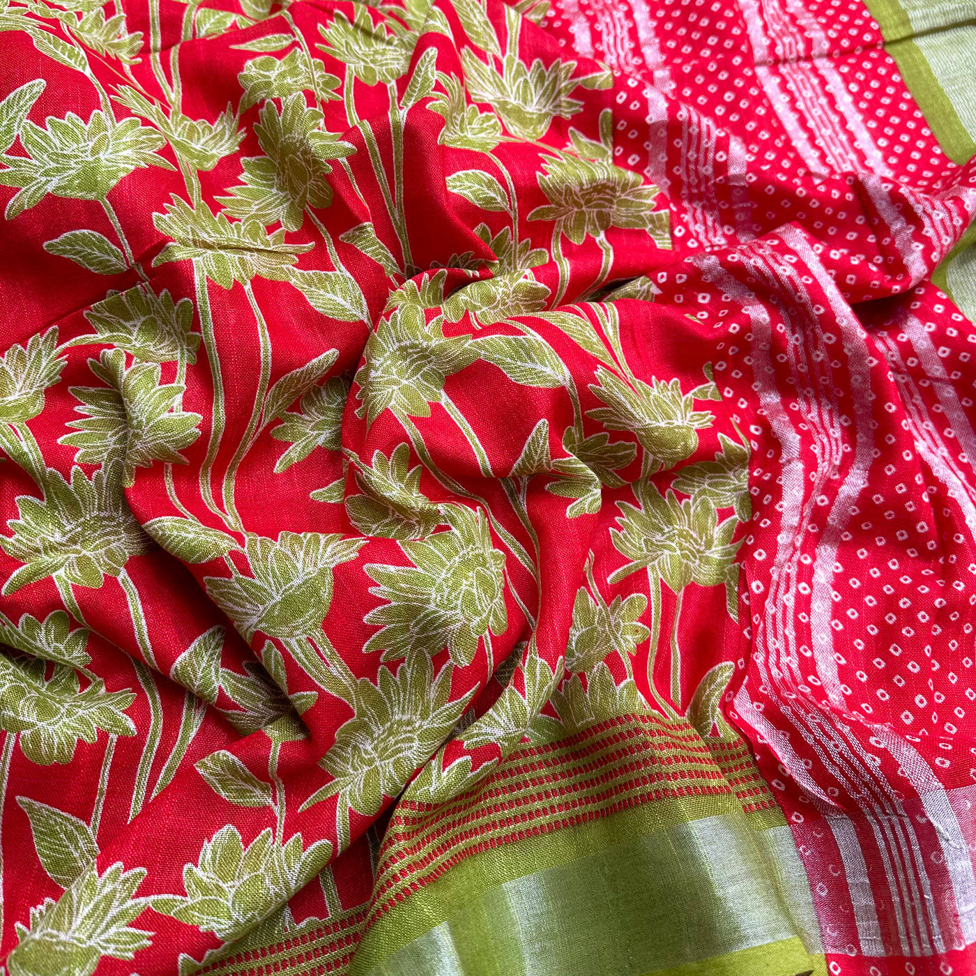 Kilburn Rose Dahlia Printed Organic Linen Saree