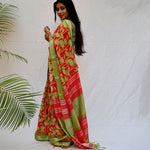 Load image into Gallery viewer, Kilburn Rose Dahlia Printed Organic Linen Saree
