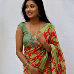 Load image into Gallery viewer, Kilburn Rose Dahlia Printed Organic Linen Saree
