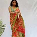 Load image into Gallery viewer, Kilburn Rose Dahlia Printed Organic Linen Saree
