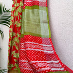 Load image into Gallery viewer, Kilburn Rose Dahlia Printed Organic Linen Saree

