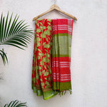 Load image into Gallery viewer, Kilburn Rose Dahlia Printed Organic Linen Saree
