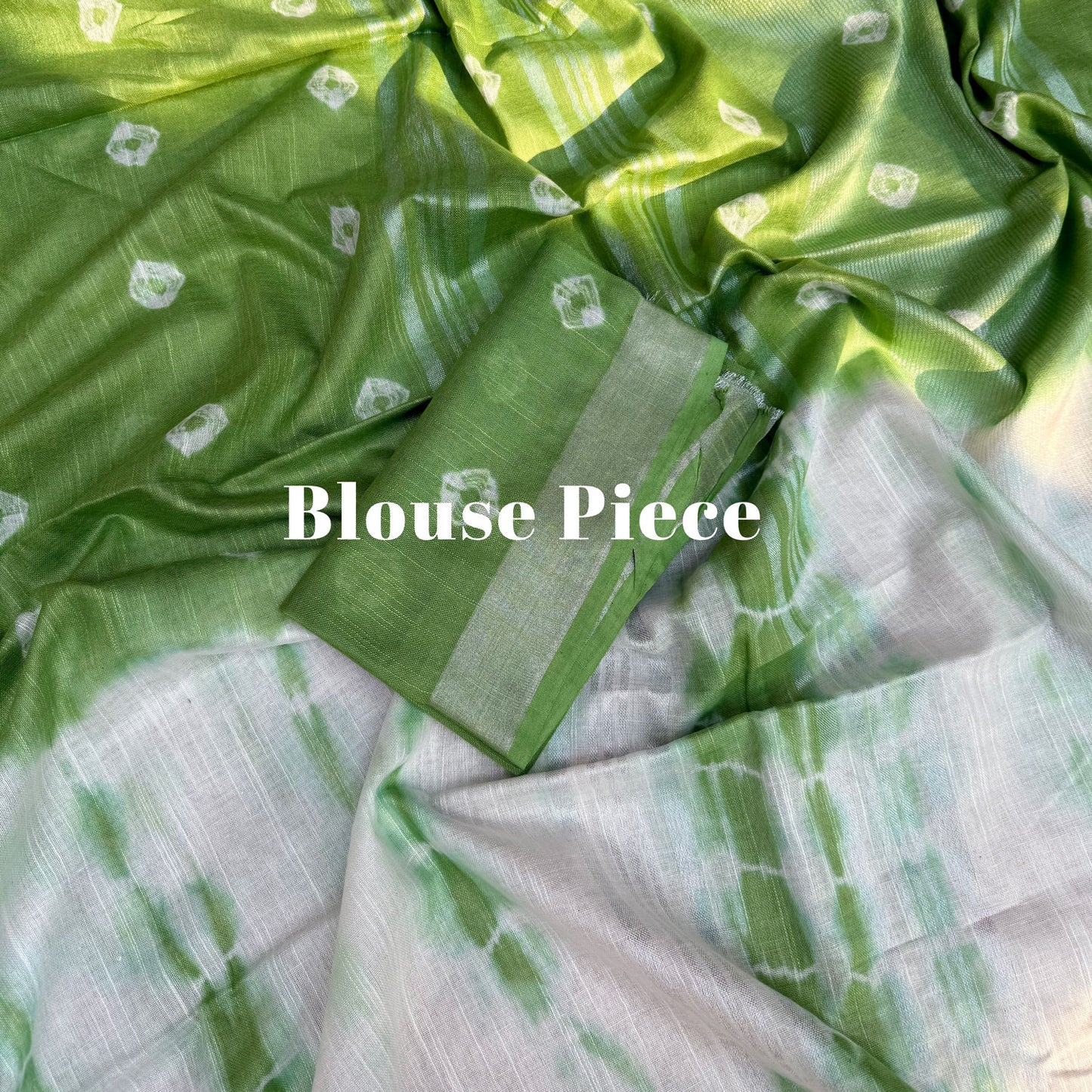 Kiwi Green Shibori Cotton Linen Saree