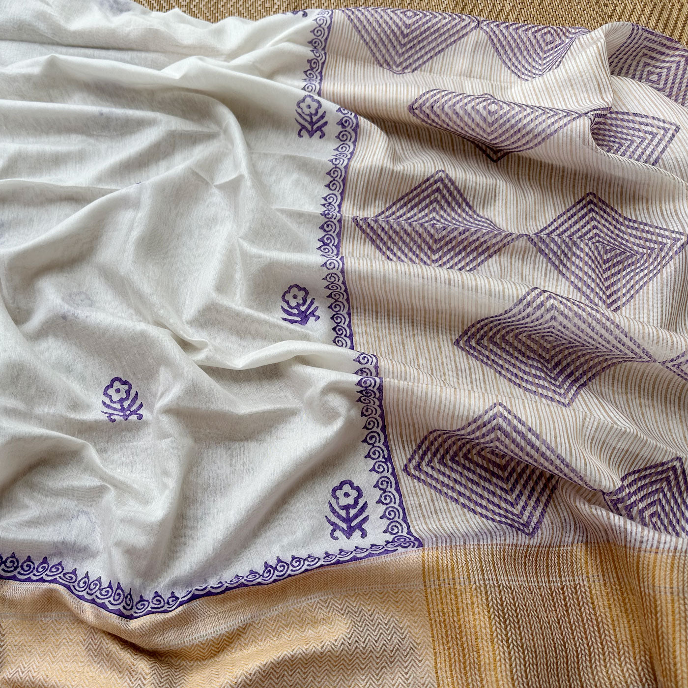 Kritika Handblock Printed Cotton Silk Saree