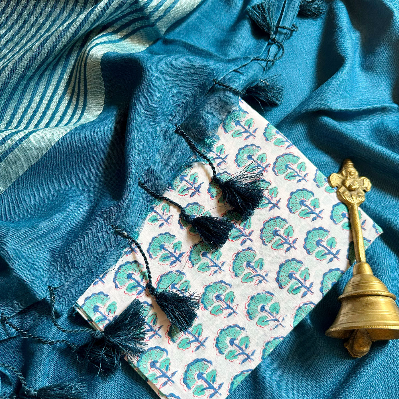 Lagoon Cotton Saree with Printed Blouse