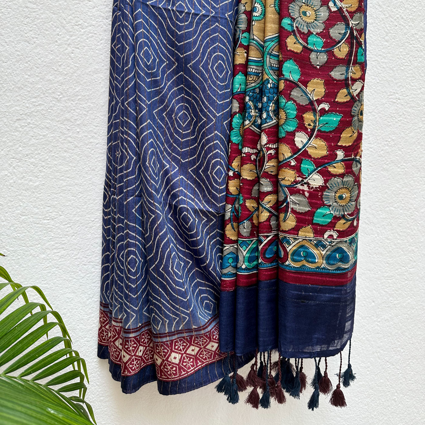Le Rouge Kalamkari Night Cotton Viscose Printed Saree