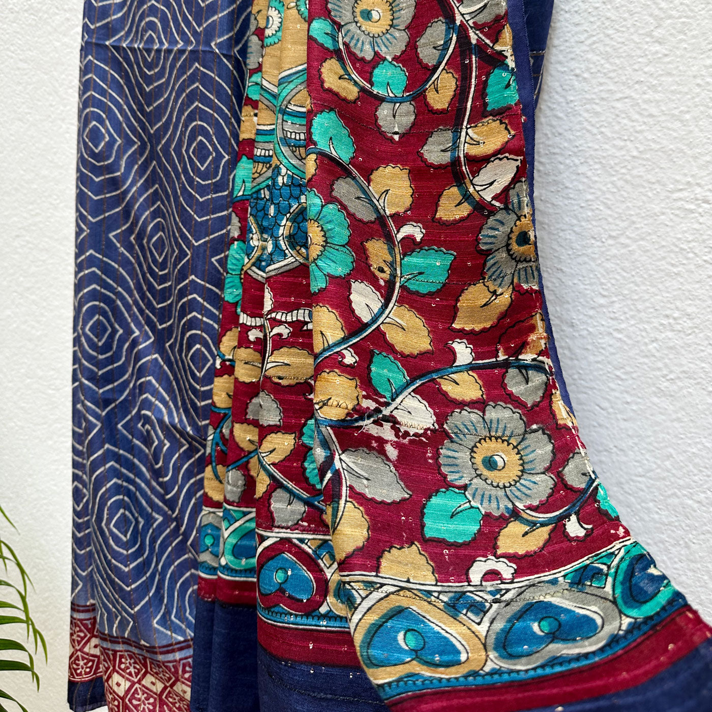 Le Rouge Kalamkari Night Cotton Viscose Printed Saree