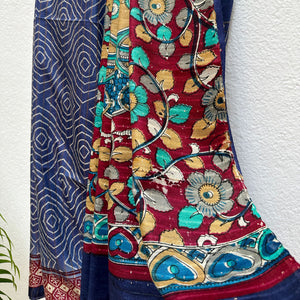 Le Rouge Kalamkari Night Cotton Viscose Printed Saree