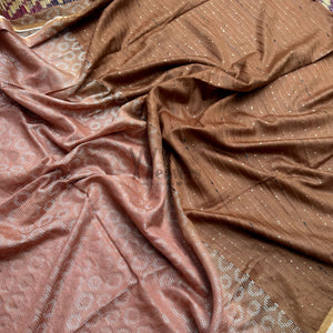 Leather Brown Cotton Viscose Saree