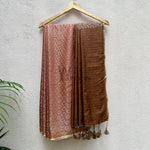 Load image into Gallery viewer, Leather Brown Cotton Viscose Saree
