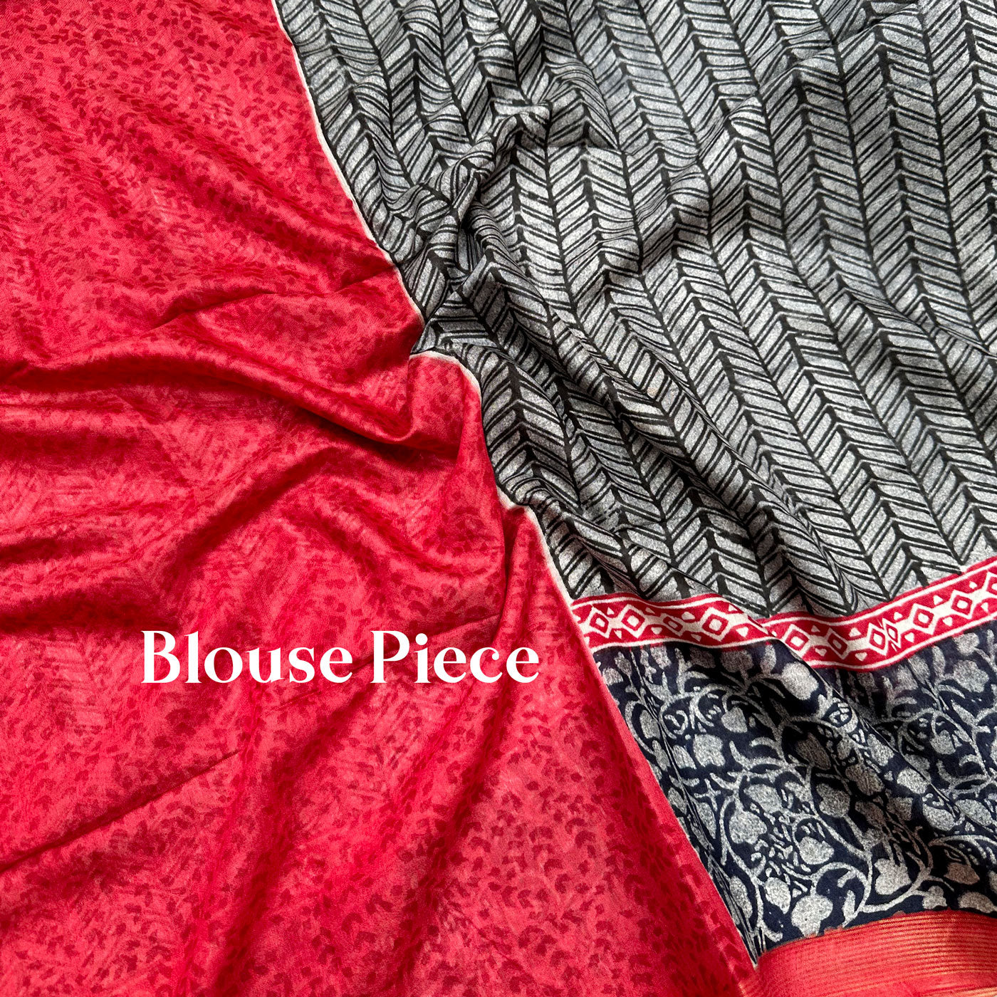 Licorice Handblock Cotton Viscose Silk Saree