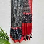 Load image into Gallery viewer, Licorice Handblock Cotton Viscose Silk Saree

