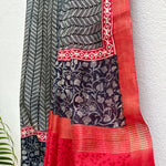 Load image into Gallery viewer, Licorice Handblock Cotton Viscose Silk Saree
