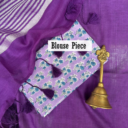 Sweet Lilac Cotton Saree with Printed Blouse