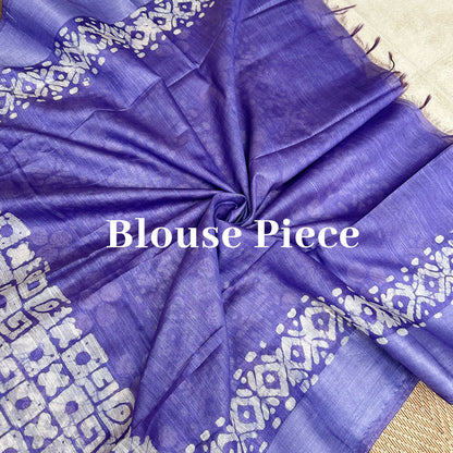 Lilac Cotton Silk Batik Saree
