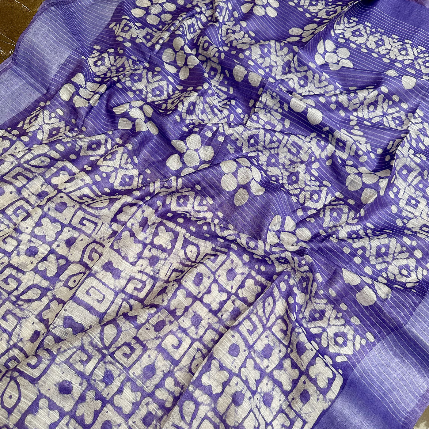 Lilac Cotton Silk Batik Saree