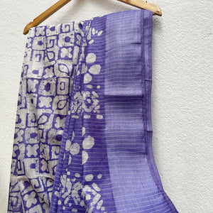 Lilac Cotton Silk Batik Saree