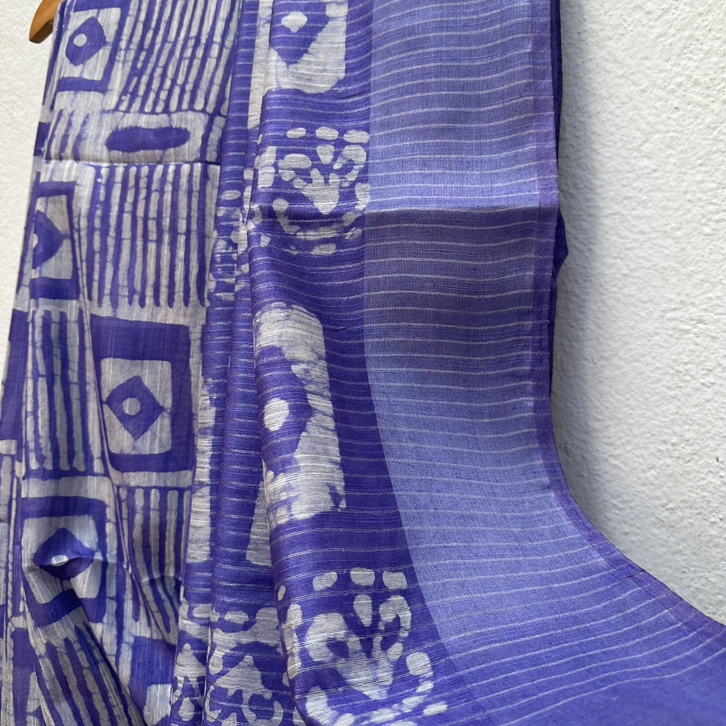 Lilac Purple Batik Cotton Silk Saree