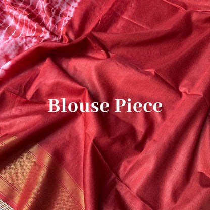 Lipstick Red Bandhani Shibori Cotton Silk Saree