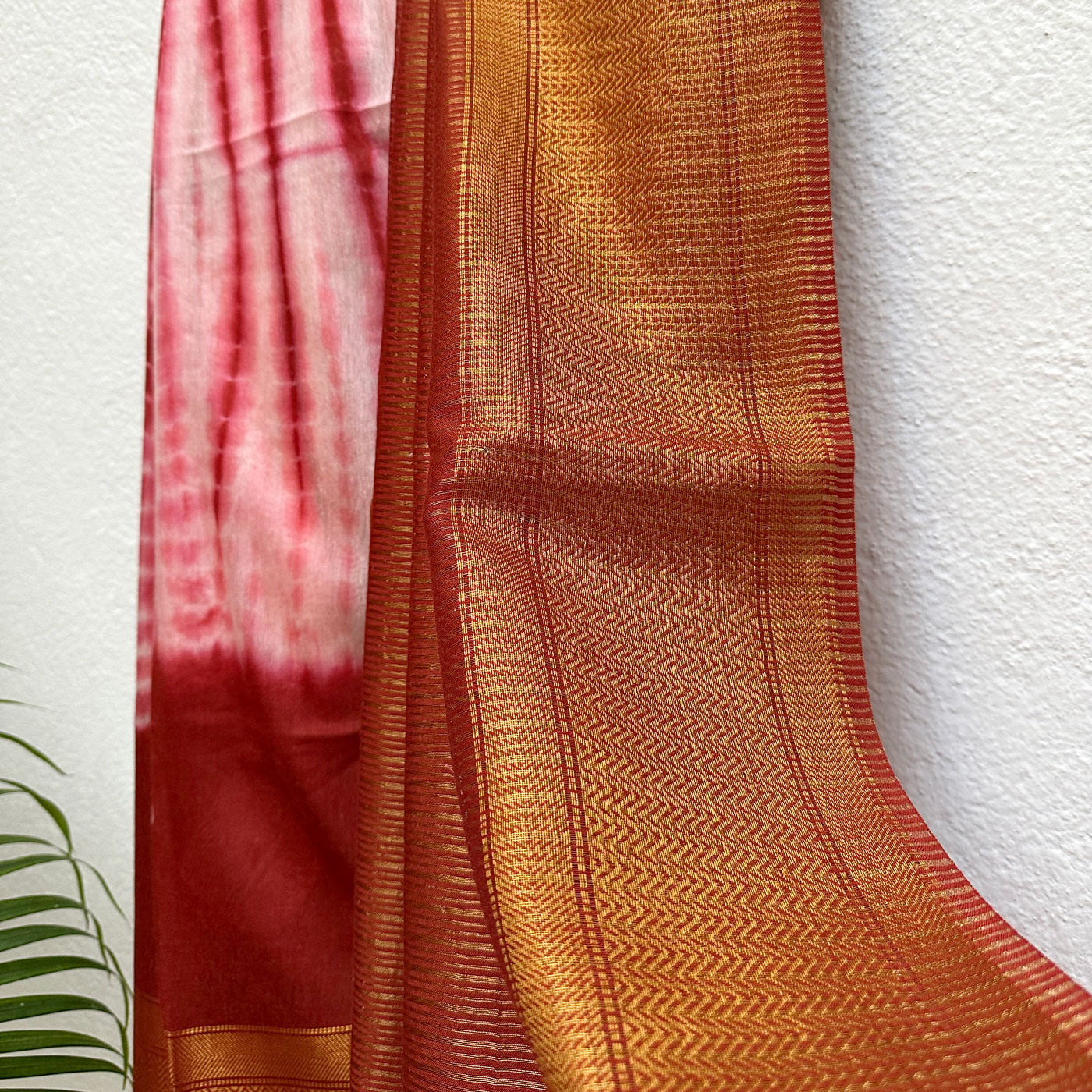 Lipstick Red Bandhani Shibori Cotton Silk Saree