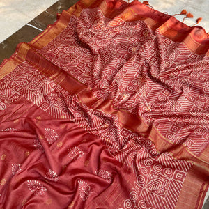 Madhu Malti Handblock Printed Cotton Silk Saree