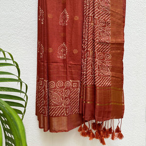 Madhu Malti Handblock Printed Cotton Silk Saree