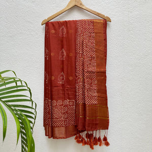 Madhu Malti Handblock Printed Cotton Silk Saree